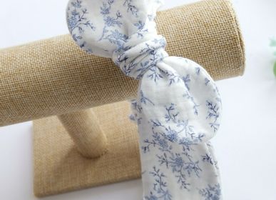 Accessoires cheveux - BANDEAUX DOUBLE GAZE ’Le bleu fleuri’ - TÊTE DE LYLOTTE