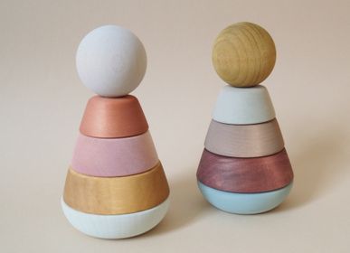 Toys - Wooden stacking Tower - Pastel and Forest: - BRIKI VROOM VROOM