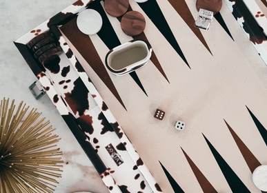 Gifts - Backgammon Set Cow Skin - Vegan Leather - Large Board Game - VIDO BACKGAMMON
