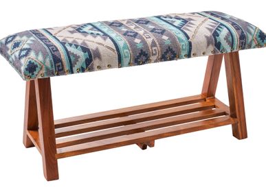 Benches - CANCUN - Wooden Padded Bench - Living Room Furniture - NOVITA HOME