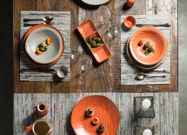 Platter and bowls - Mediterraneo  Collection - Orange Color - Tableware - Flat Plate - Soup Plate - Dessert Plate - NOVITA HOME
