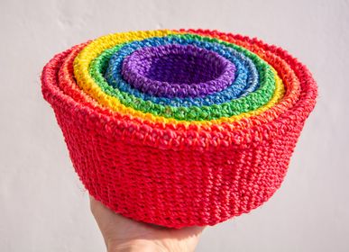 Baskets - Rainbow Sisal Basket Set by Hadithi Crafts - NEST