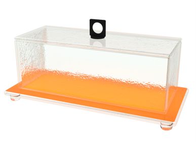 Caskets and boxes - Glass Cake Stand Dome in Saffron Orange - MYGLASSSTUDIO