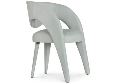 Chairs - Modern Laurence Dining Chairs, Greyish-Green Leather, Handmade by Greenapple - GREENAPPLE DESIGN INTERIORS
