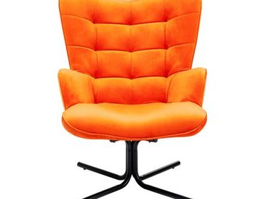 Lounge chairs - Swivel Armchair Oscar Velvet Orange - KARE DESIGN GMBH