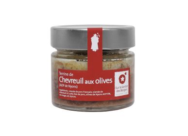 Épicerie fine - Terrine de Chevreuil aux olives AOP de Nyons - 130g |Épicerie fine - SUR LE SENTIER DES  BERGERS