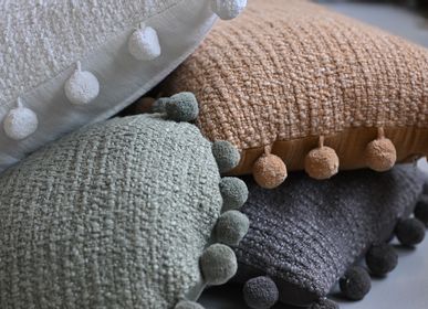 Coussins textile - Coussins à pompons tissés main - LA MAISON DE LILO