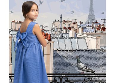 Children's apparel - GIRL'S RIBBON DRESS - BELLA - JULES & JULIETTE PARIS