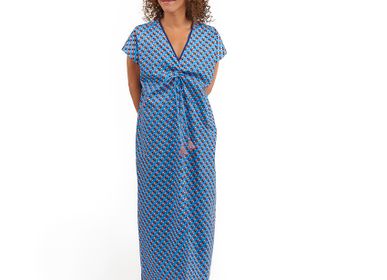 Homewear - Water Blue long dress - HELLEN VAN BERKEL HEARTMADE PRINTS