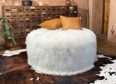 Objets de décoration - Pouf carré ou rond Peau de vache ou Cuir - L'ATELIER DES TANNERIES