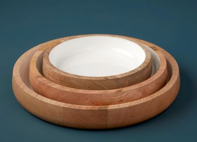 Platter and bowls - Mango wood & Enamel Nesting Bowls - BE HOME