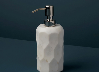 Porte-savons - Distributeur de savon en marbre blanc alvéolé - BE HOME