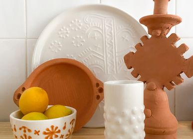 Platter and bowls - ATLAS RELIEF White Ceramic Plate - LALLA DE MOULATI