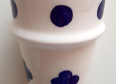 Verres - Verre en céramique blanche CHAÏ BLEU - LALLA DE MOULATI