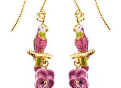 Jewelry - “Figs and Flowers” bird on branch earrings - NACH