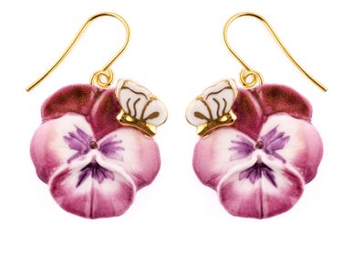 Jewelry - “Figs & Flowers” Pansy Flower and Butterfly Earrings - NACH