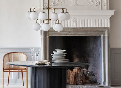Plafonniers - Lustre PALMA, laiton/blanc - NORDAL