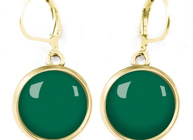 Bijoux - Dangling earrings surgical stainless steel Queen Size Flash Gold - Sapin - LES PARISIENNES D'EMILIE FIALA