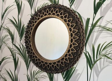 Mirrors - Art Deco Wall Mirror, Black Mirror, Wood Frame Mirror - BHDECOR