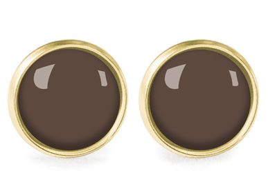 Jewelry - Ears studs Queen Size surgical stainless steel Flash gold - Moka - LES MINIS D'EMILIE FIALA