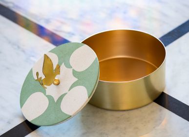 Storage boxes - Tiled Brass Box With A Bird Handle - ASMA'S CRAFTS