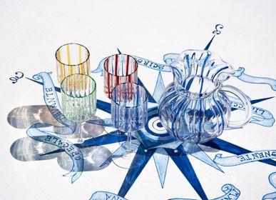 Carafes - Pichet à rayures bleues « Torcello » - TUTTOATTACCATO