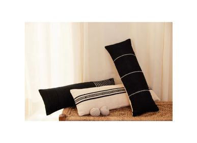 Fabric cushions - GoodWeave Certified Stripe Lumbar Wool Pillow - Black - CASA AMAROSA