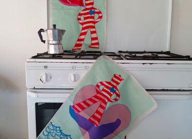 Torchons textile - torchon de cuisine en lin et coton avec imprimé PENSIERI DI MARINAIO - BACIO DEL MARINAIO
