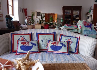 Bathrobes - Pair of square cushions Marinaretto Innamorato - BACIO DEL MARINAIO