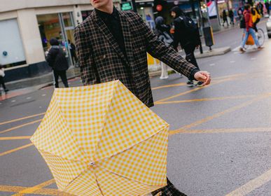 Prêt-à-porter - Micro-parapluie solide vichy jaune - Hamond - ANATOLE
