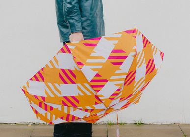 Prêt-à-porter - Micro - parapluie solide vichy oversize - orange et rose - SLOANE - ANATOLE