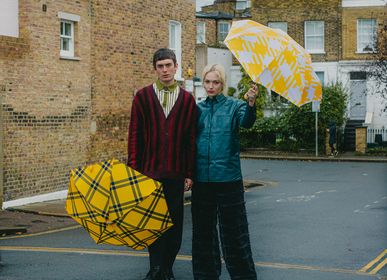 Design objects - Micro-umbrella - yellow and navy Tweed - Finsbury - ANATOLE
