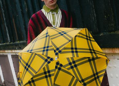 Objets design - Micro-parapluie solide - Tweed jaune et bleu nuit - Finsbury - ANATOLE