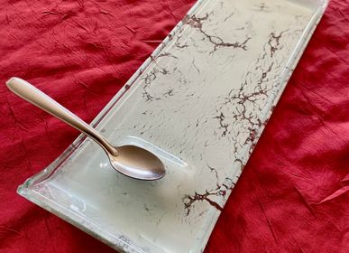 Objets design - Assiette à dessert en verre Fusing Gourmet avec cuillère à lévitation pièce unique - RECYCLAGE DESIGN RÉANIMATEUR D'OBJETS R & D
