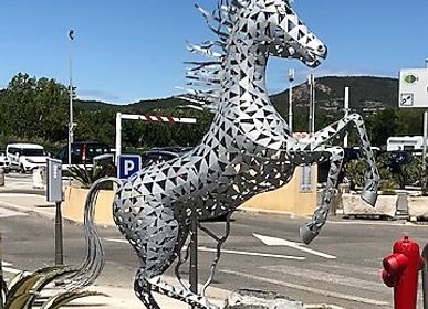 Sculptures, statuettes and miniatures - Prancing horse, monumental sculpture in recycled and galvanized metal, unique piece. - RECYCLAGE DESIGN RÉANIMATEUR D'OBJETS R & D