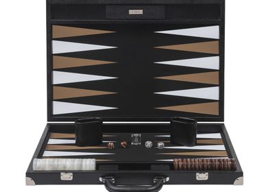 Petite maroquinerie - Backgammon Noir - Cuir Vegan Lézard - Large - VIDO BACKGAMMON