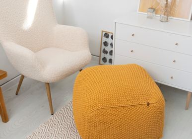 Poufs - Square knitted pouf ottoman - ANZY HOME