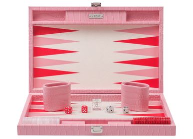 Gifts - Backgammon Set Flamingo Pink - Alligator Vegan Leather - Medium - VIDO BACKGAMMON