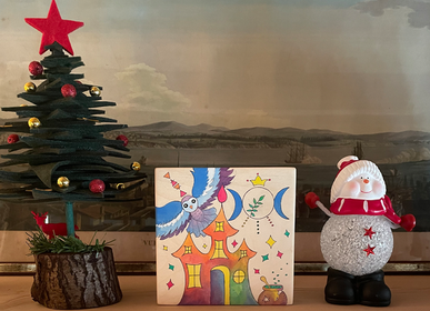 Unique pieces - All Wood Canvas Painting - Imaginary Kingdom - VERY LUCKY CRAFTSHOP