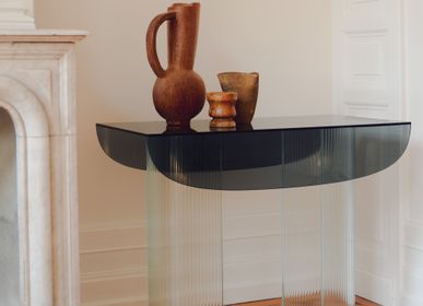 Console table - Side table TAMBOUR steel & glass - GLASS VARIATIONS