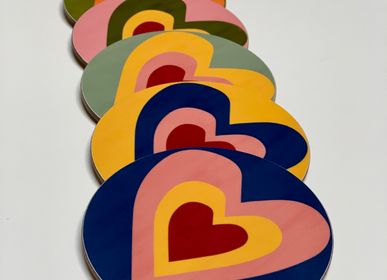 Tea and coffee accessories - S&B HEART Multicoloured Cork-Backed Coasters - SUMMERILL AND BISHOP