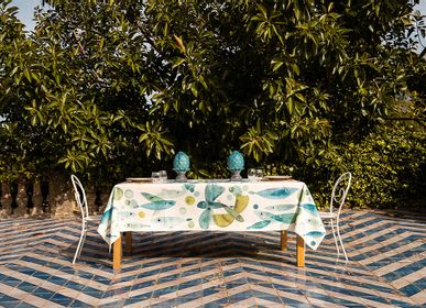 Kitchen linens - "Pesci Volanti" Linen Tablecloth - THE NAPKING  BY BELLAVIA HOME