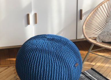 Repose-pieds - Pouf rond en maille, repose-pieds MODERN - ANZY HOME