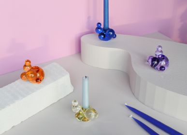 Art glass - Bubble Candlestick, Purple - STENCES