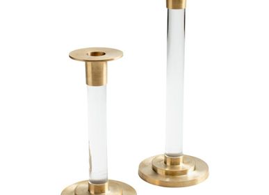 Decorative objects - Small Brass & Resin Candlestick in Clear - 1 Each - CASPARI