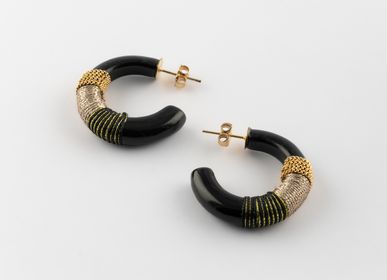 Jewelry - Black, White & Gold Chunky earrings - Sawadee - NACH