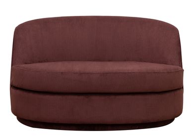 Armchairs - Small sofa cord wine-red Dandy - CHEHOMA