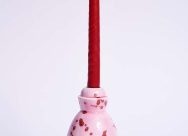 Decorative objects - Fuchsia and Red spotted Ceramic Candlestick - CAROLA FRA I TRULLI