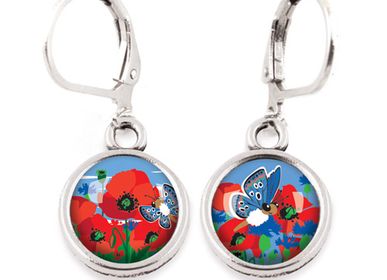 Bijoux - Dormeuses Les Minis Famille Coquelicots / Bleuets - LES MINIS D'EMILIE FIALA