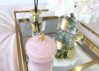 Decorative objects - ROUND ART DECO CANDLE - PINK & GOLD - PINK PEONY - CÔTE NOIRE